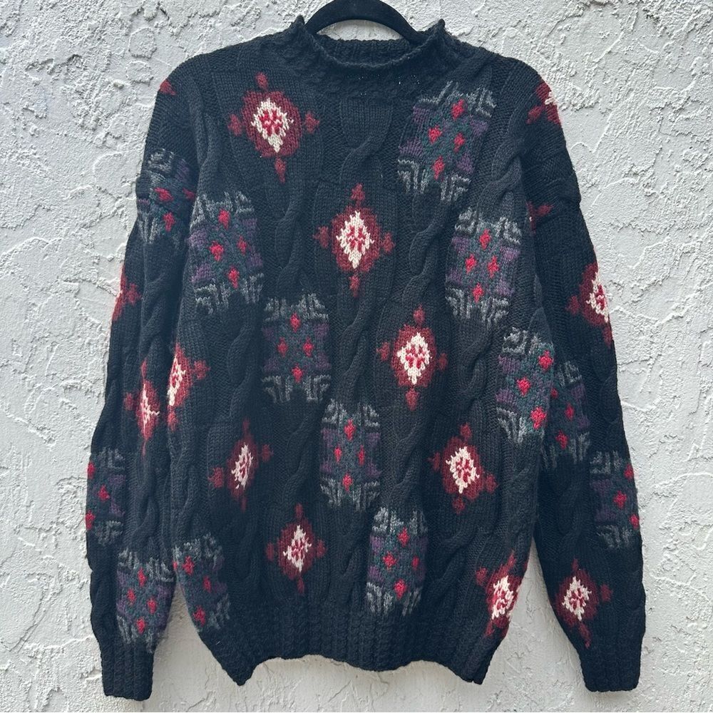 POWERS & GOODE‎ Vintage Sweater Men Size Medium Wool 90’s Cableknit
